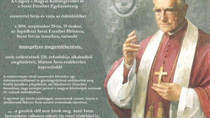 Márton Áron emlékprogramok Calary-ban